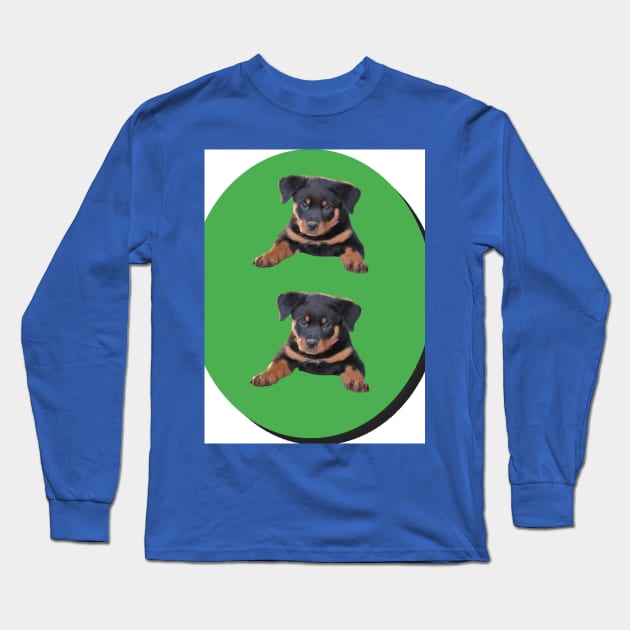 puppies on the green background Long Sleeve T-Shirt by KA&KO